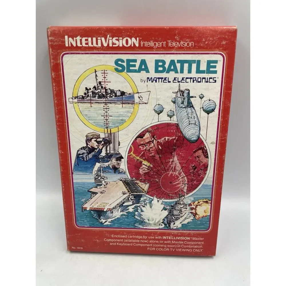 Sea Battle Mattel Intellivision Video Game 1980 CIB Box Manual Overlays